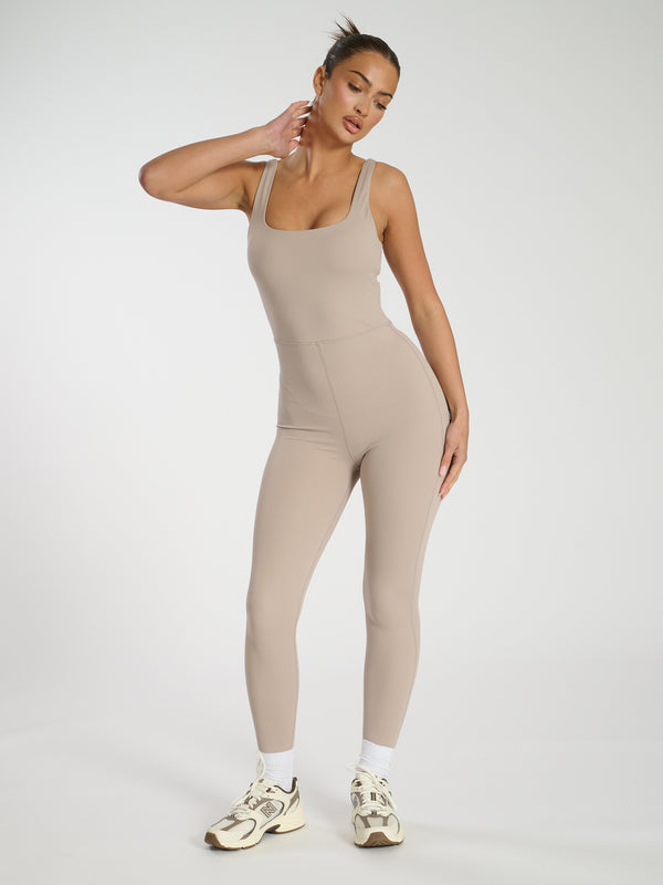 south beach Scoop Unitard in Stone