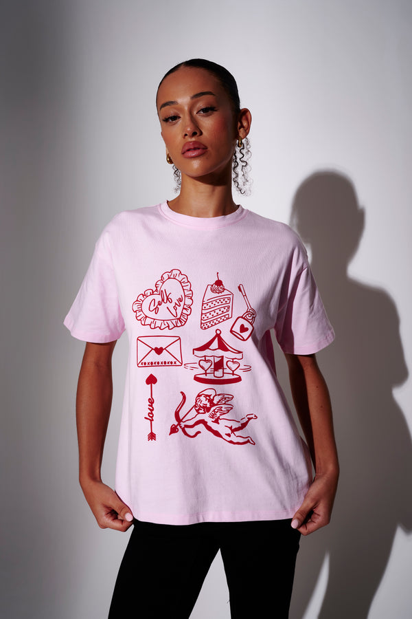 south beach Self Love Graphic Tee in Pink