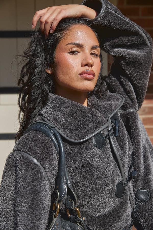 South Beach Shearling Jacket In Charcoal