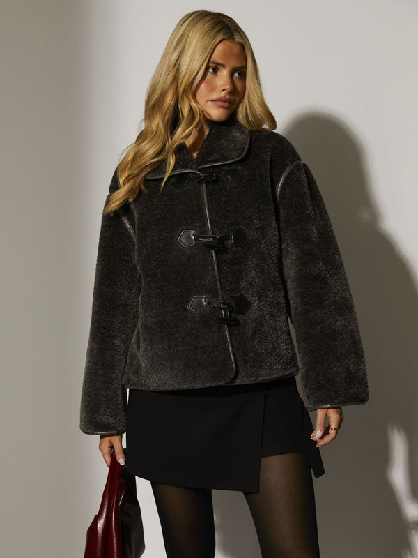 South Beach Shearling Jacket In Charcoal