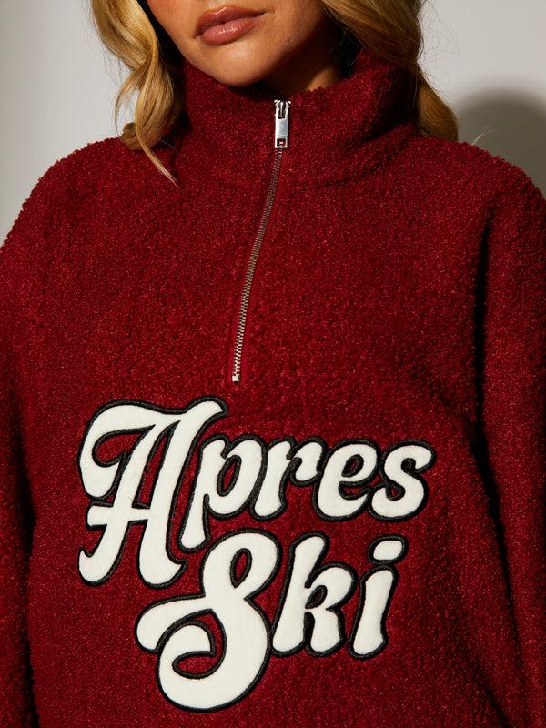 South Beach Snowpeak Apres Ski 1/4 Zip In Burgundy