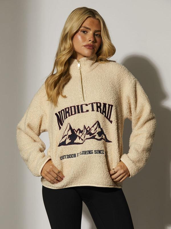 South Beach Snowpeak Nordic Trail 1/4 Zip In Cream