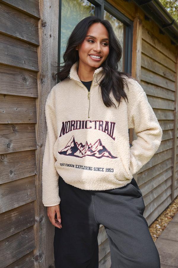 south beach Snowpeak Nordic Trail 1/4 Zip in Cream