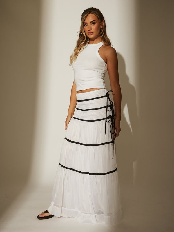 South Beach Soleil Tiered Maxi Skirt In Monochrome