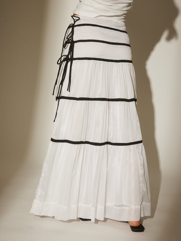 South Beach Soleil Tiered Maxi Skirt In Monochrome