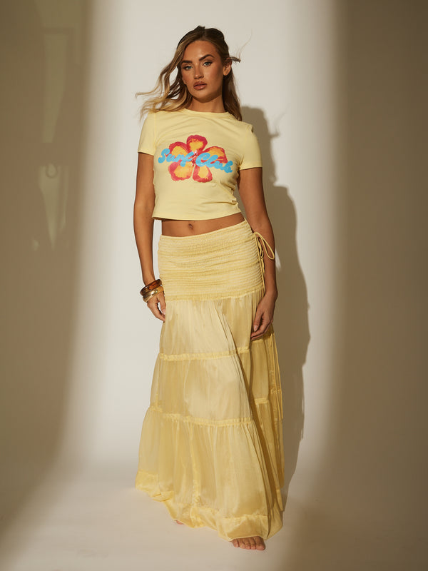 South Beach Soleil Tiered Maxi Skirt In Yellow