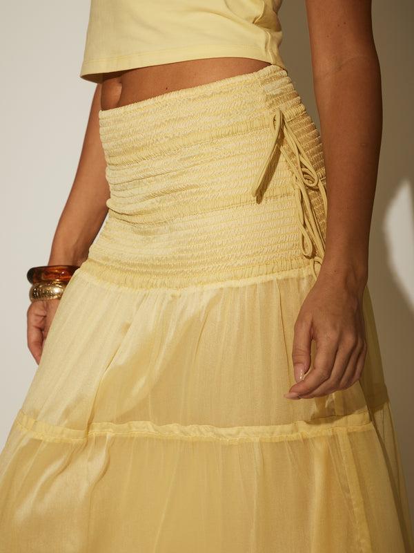 South Beach Soleil Tiered Maxi Skirt In Yellow