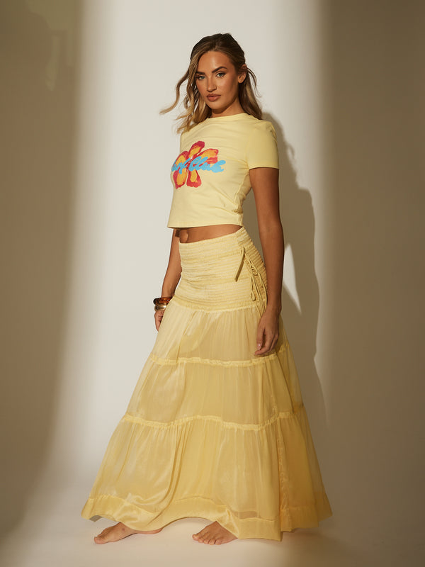 South Beach Soleil Tiered Maxi Skirt In Yellow