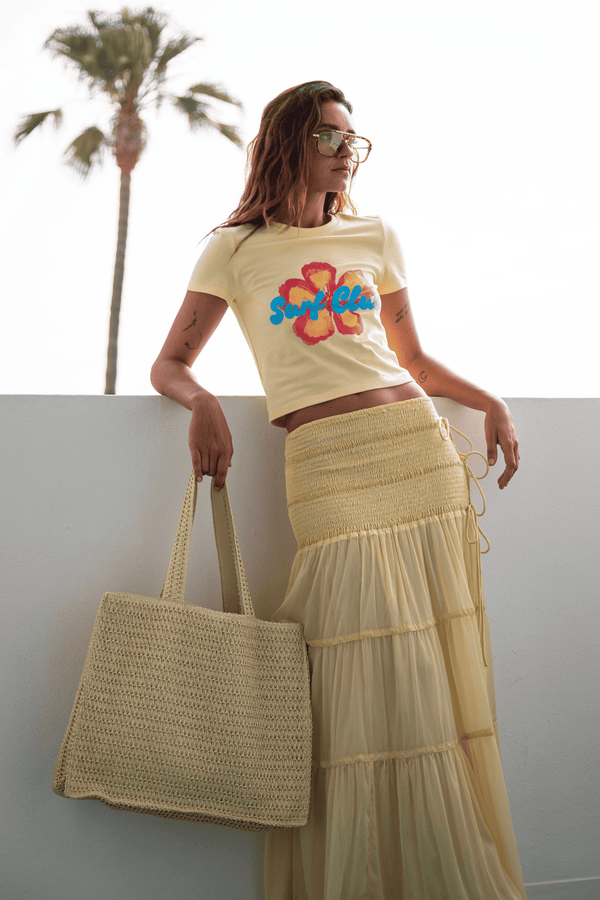 south beach Soleil Tiered Maxi Skirt in Yellow