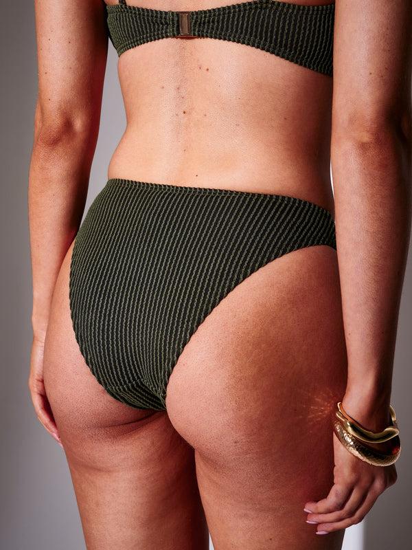 South Beach Sunset Crinkle Bikini Bottoms In Khaki