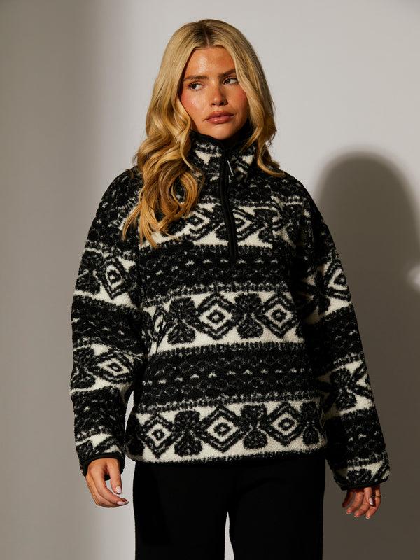 South Beach Teddy 1/4 Zip Fleece In Monochrome