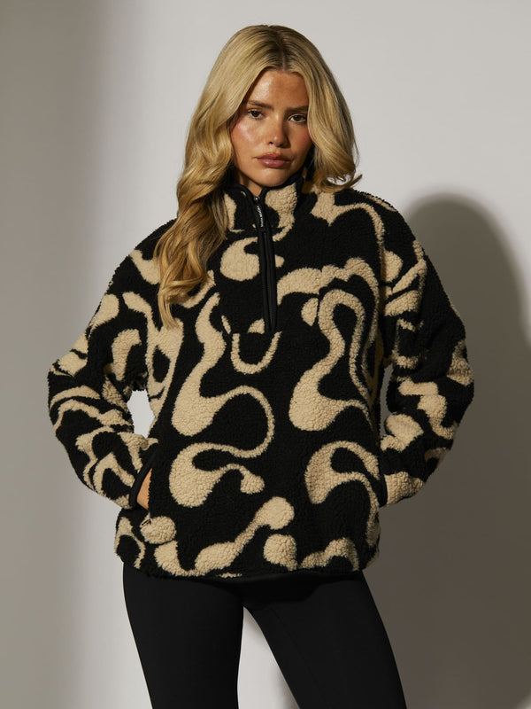 South Beach Teddy 1/4 Zip In Beige Swirl