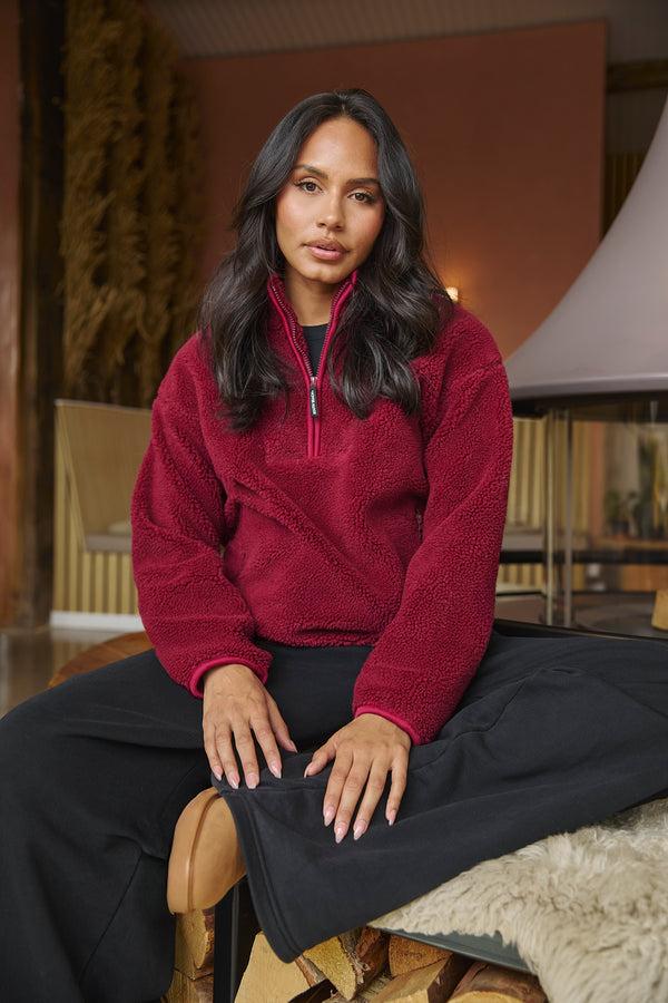 South Beach Teddy 1/4 Zip In Burgundy