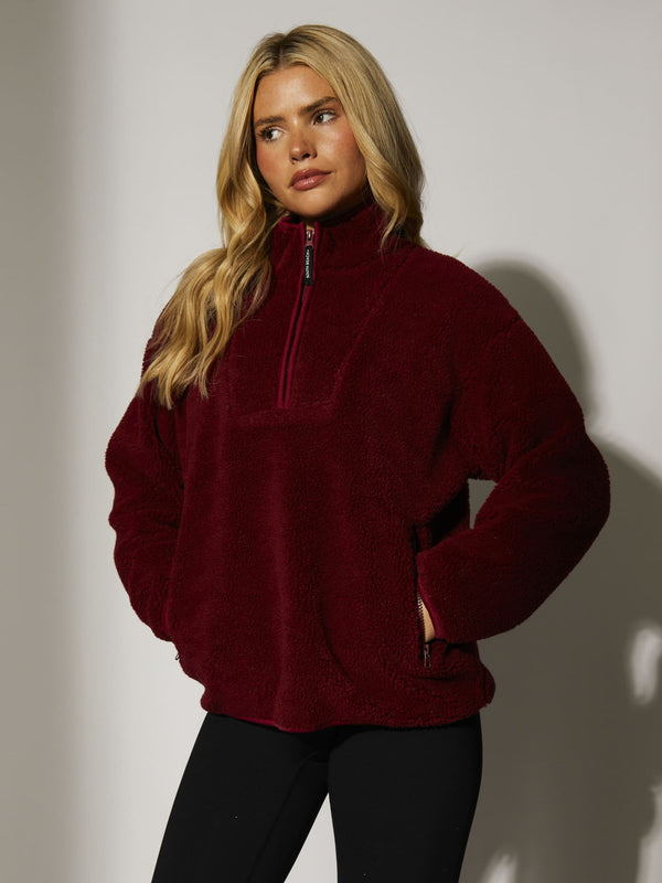 South Beach Teddy 1/4 Zip In Burgundy
