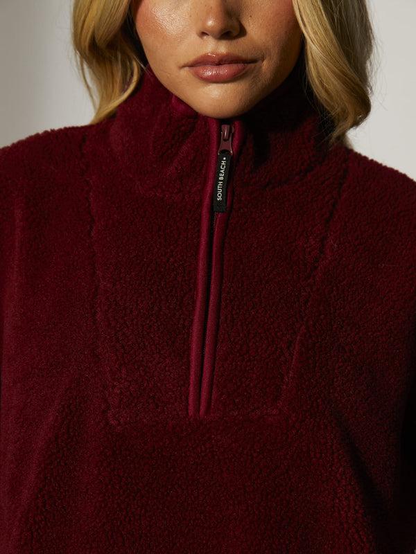 South Beach Teddy 1/4 Zip In Burgundy