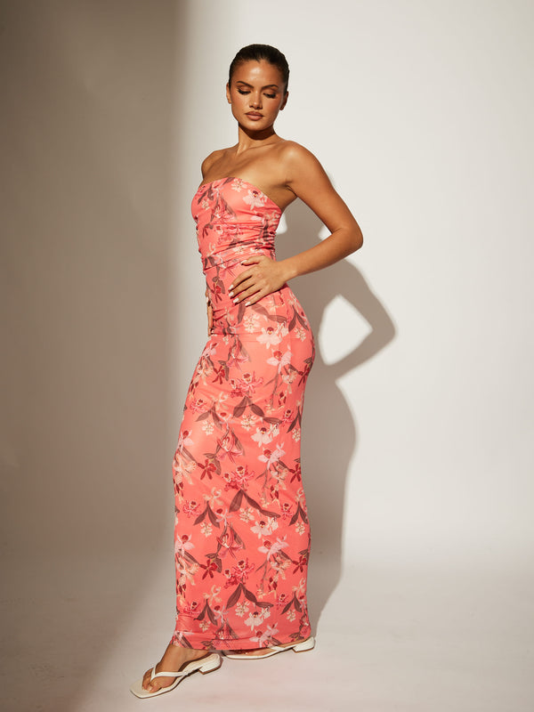 South Beach Sunkissed Soiree Floral Maxi Dress In Coral