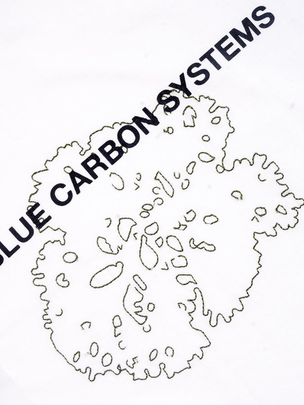 Space Available Blue Carbon System Embroidery Tee White