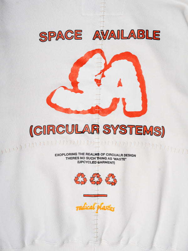 Space Available Circular Design Artisan Hoodie White