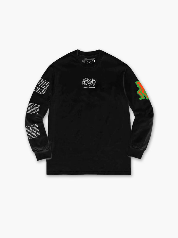 space available New Green World Long Sleeve T-Shirt Black