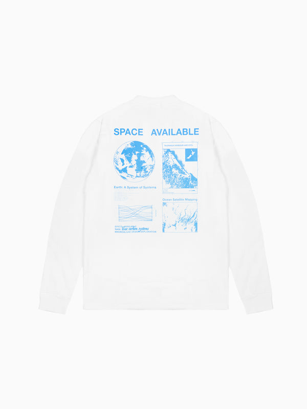 Space Available Ocean Mapping Long Sleeve Tee White