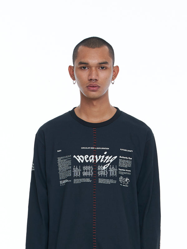 Space Available Artisan Weaving Long-sleeve Black