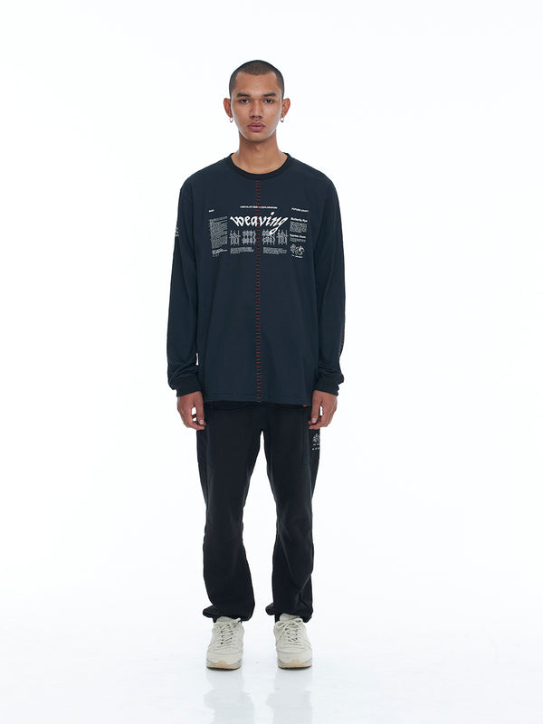 Space Available Artisan Weaving Long-sleeve Black