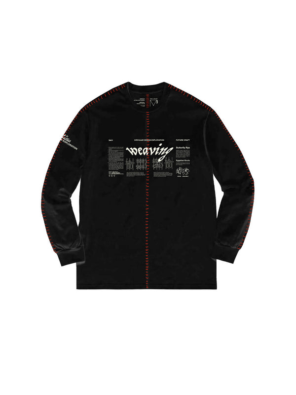 space available Artisan Weaving Long-sleeve Black