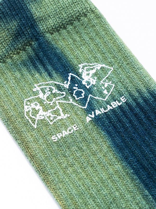 Space Available Logo Sock Tie Dye Green