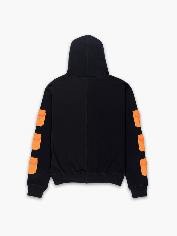 Space Available Upcycled Pocket Hoodie Black