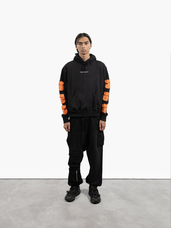 Space Available Upcycled Pocket Hoodie Black