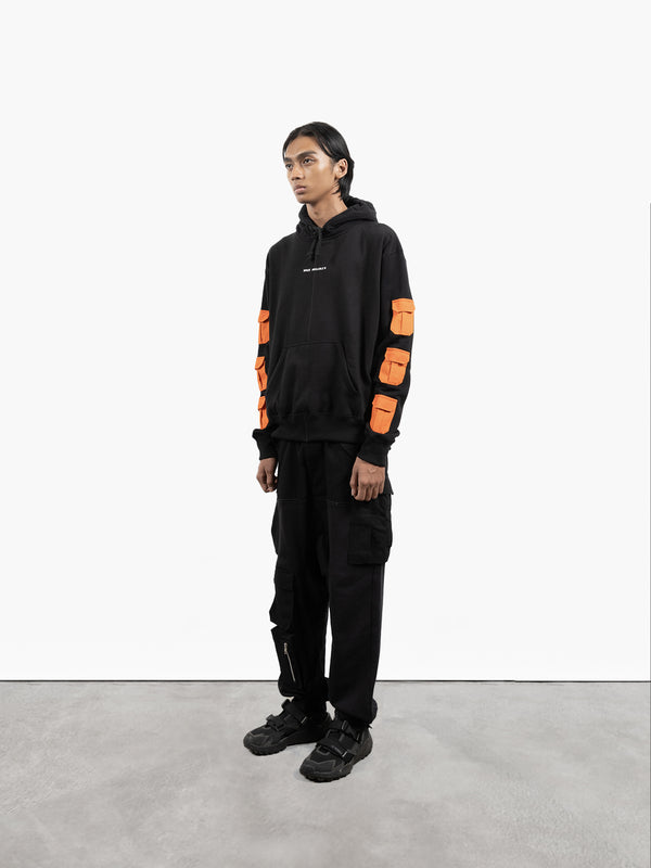 Space Available Upcycled Pocket Hoodie Black