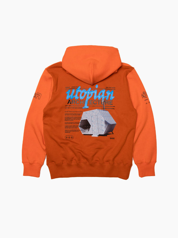 Space Available Utopian Architecture Hoodie Orange
