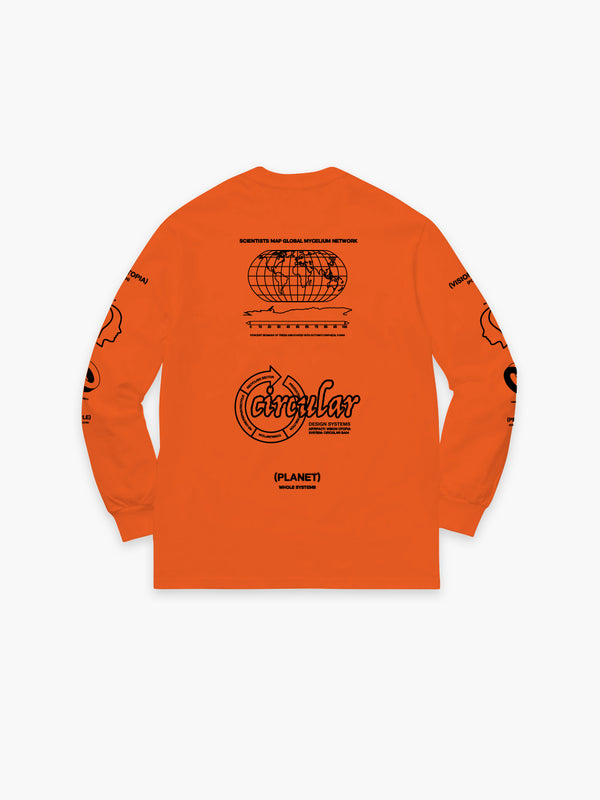 Space Available Upcycled Utopia Long-sleeve T-shirt Orange