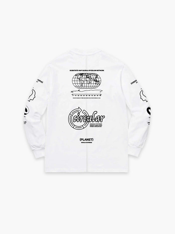 Space Available Upcycled Utopia Long-sleeve T-shirt White