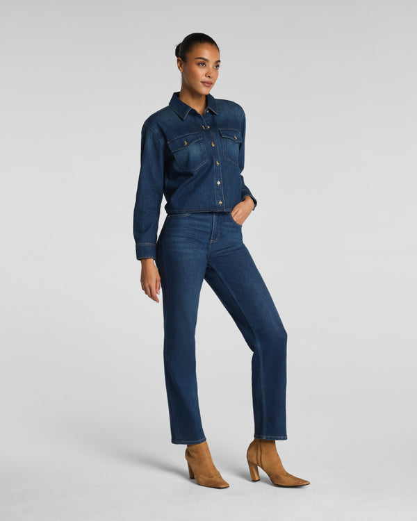 Spanx Mid-Rise 90s Straight Leg Jeans Adriatic Blue