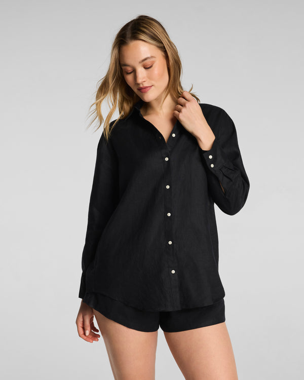 spanx Beach Button Down Very Black