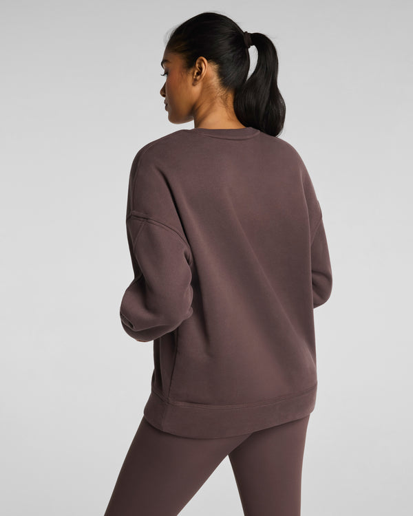 Spanx Cotton Fleece Crewneck Tunic Dark Cacao