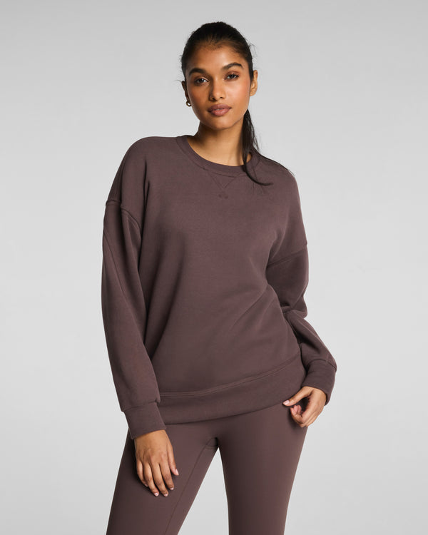 spanx Cotton Fleece Crewneck Tunic Dark Cacao