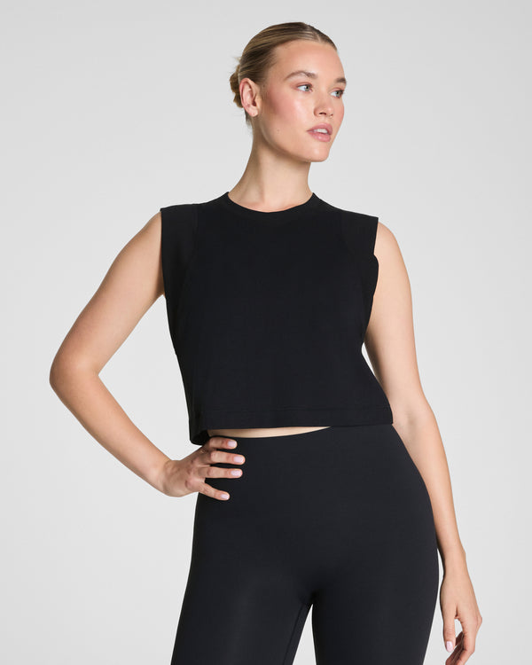 spanx Cropped Tank Very Black