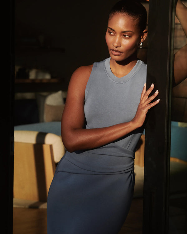 Spanx Draped Tank Midi Dress Rain