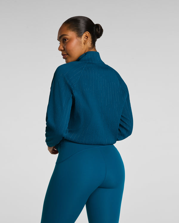 Spanx Glow Weave Full Zip Jacket Deep Cove