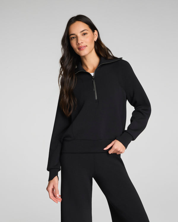 spanx Half Zip Very Black