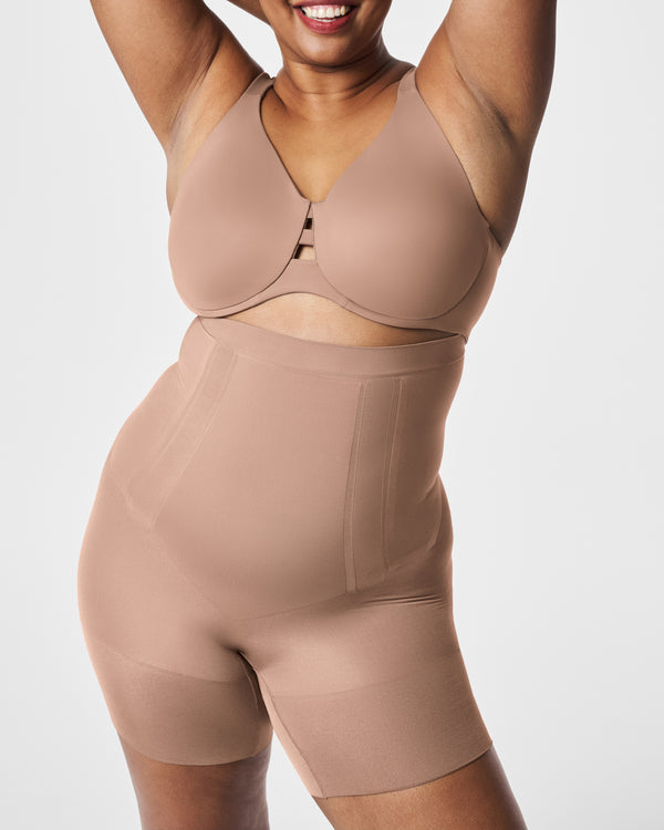 spanx High-Waisted Mid-Thigh Short Cafe Au Lait