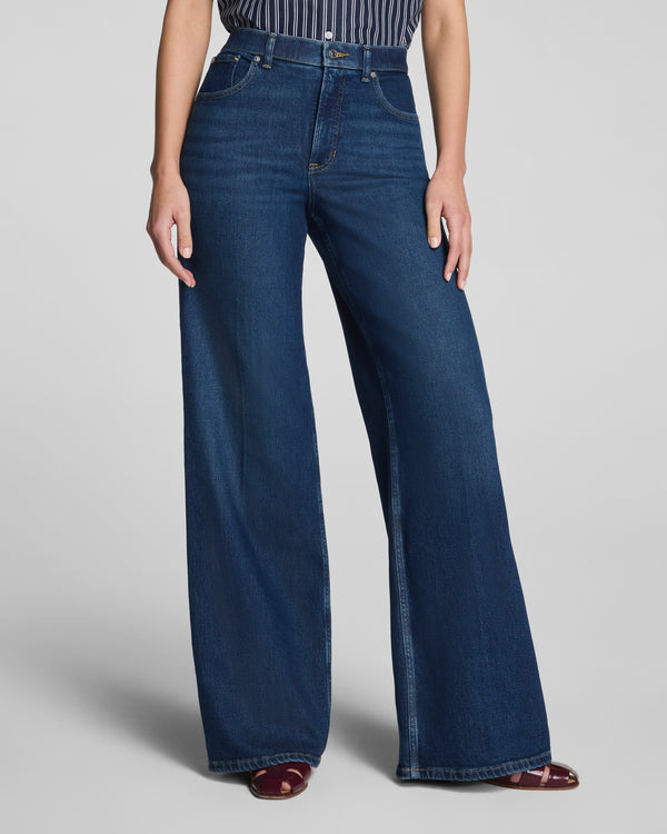 Spanx Mid-Rise Wide Leg Jeans Adriatic Blue