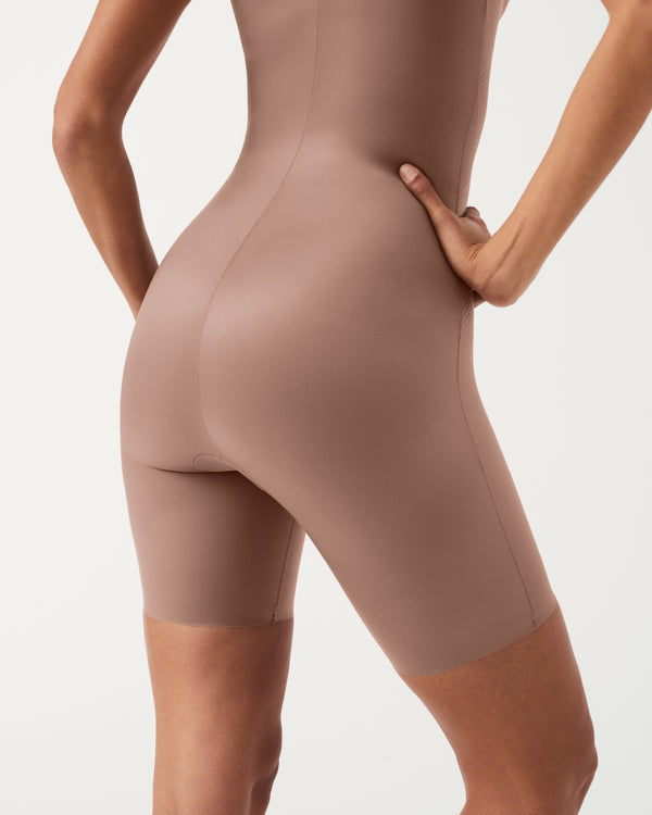 Spanx Open-Bust Mid-Thigh Bodysuit Cafe Au Lait