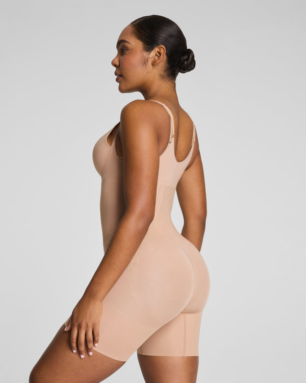 Spanx Open-Bust Mid-Thigh Bodysuit Chai