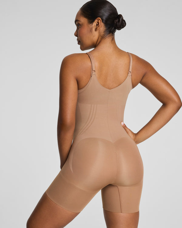 Spanx Open-Bust Mid-Thigh Bodysuit Cinnamon