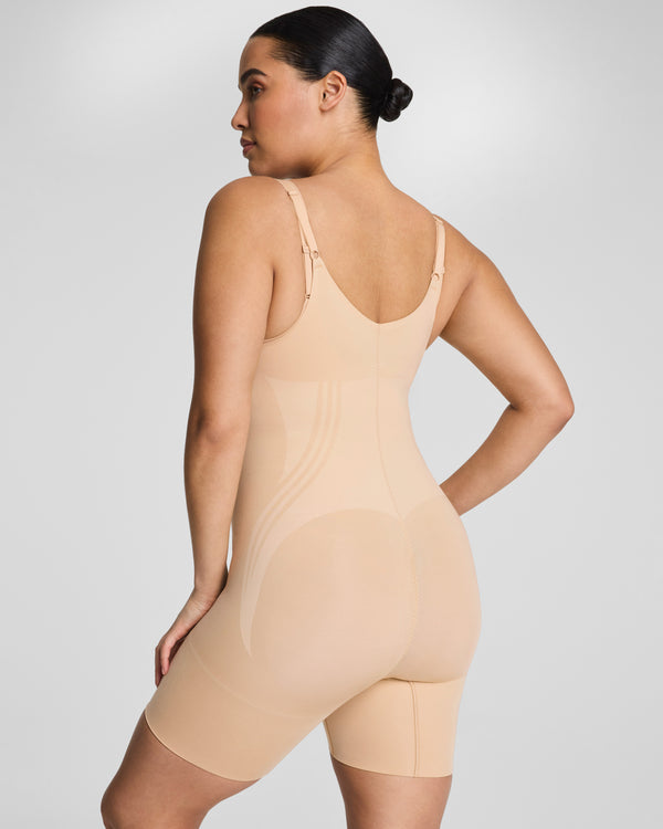 Spanx Open-Bust Mid-Thigh Bodysuit Honey