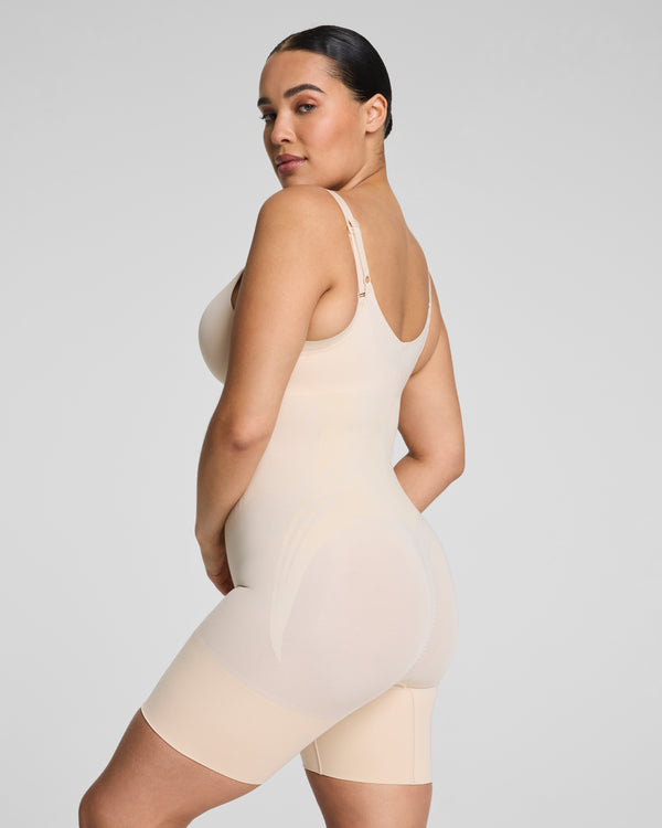 Spanx Open-Bust Mid-Thigh Bodysuit Toasted Coconut