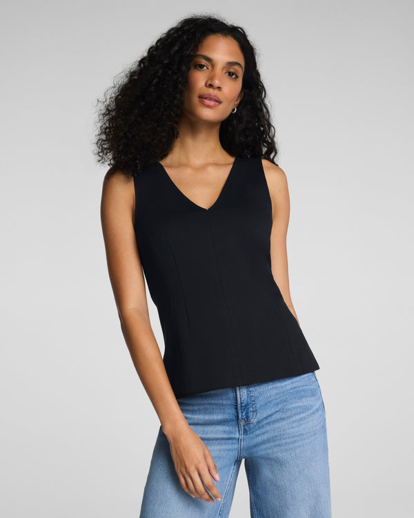 spanx Ponte V-Neck Tank Classic Black